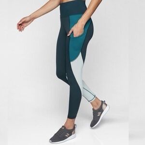 Athleta Colorblock Up For Anything Leggings Size L Constellation Blue
